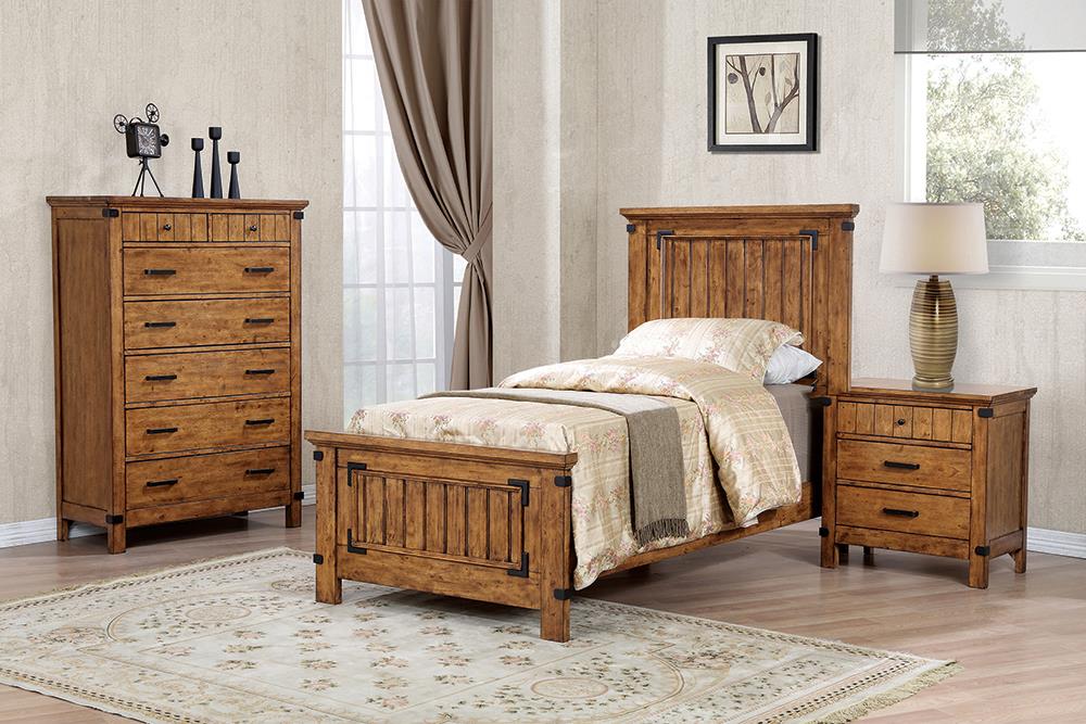 Brenner 5-Piece Panel Bedroom Set Rustic Honey Twin image