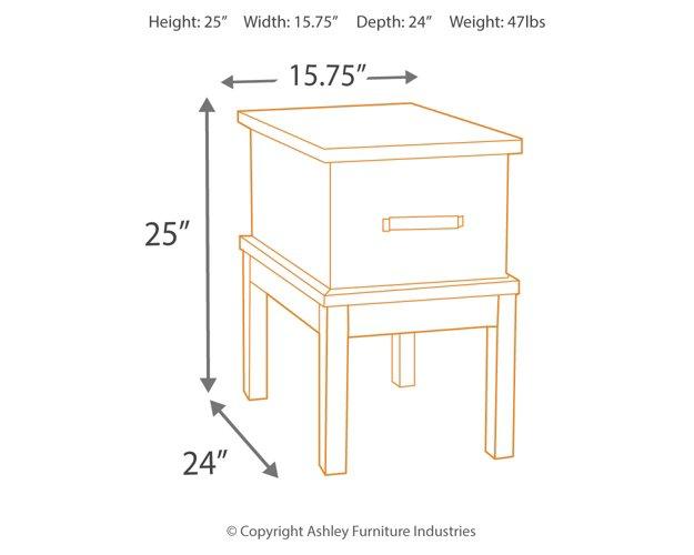 Stanah Chairside End Table with USB Ports & Outlets