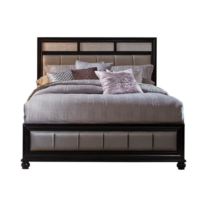 Barzini Queen Upholstered Bed Black and Grey