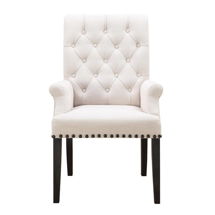 Alana Upholstered Arm Chair Beige and Smokey Black