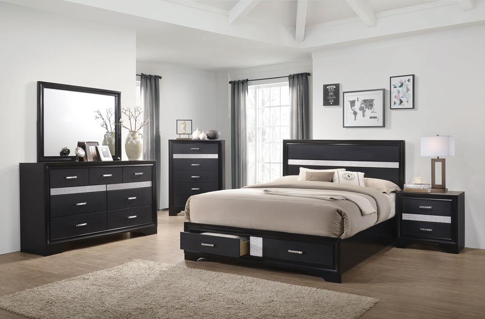 Miranda Eastern King 2-drawer Storage Bed Black