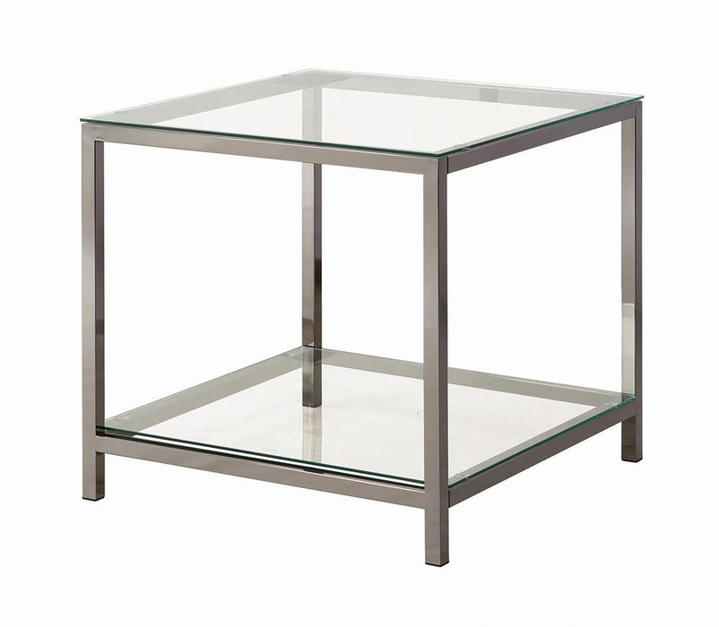 Trini End Table with Glass Shelf Black Nickel