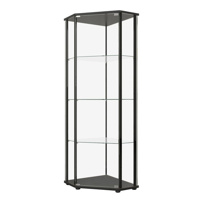 Zenobia Glass Shelf Curio Cabinet Clear and Black