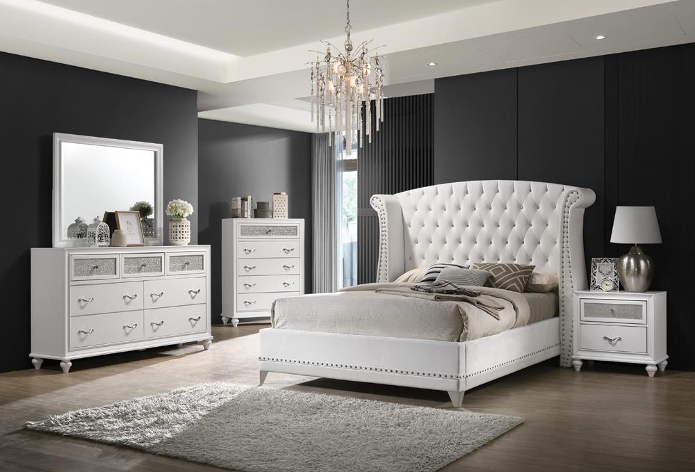 Barzini Queen Wingback Tufted Bed White